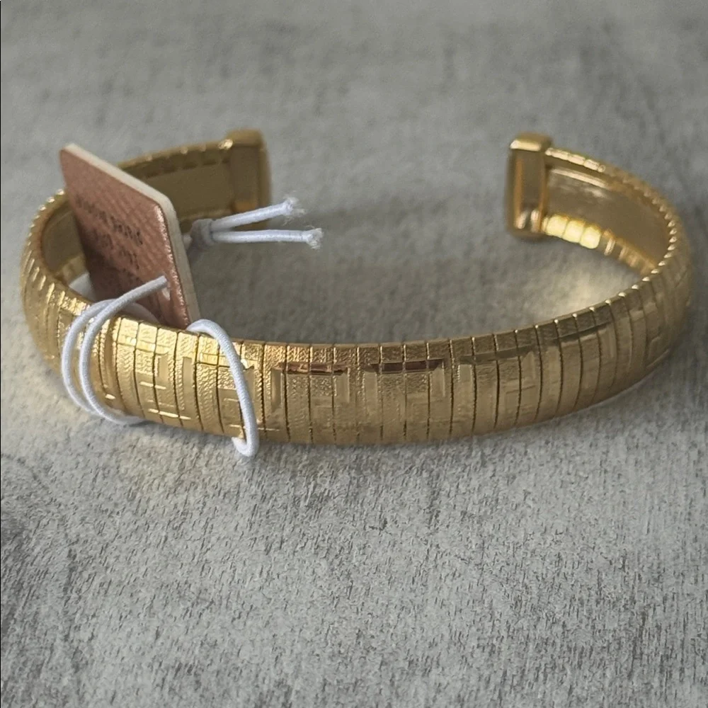 Mia Fiore Dyadema Gold Plated Bronze Open Cuff Bracelet Italy
